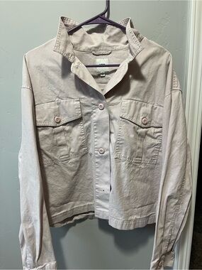 Vans Light Pink Cropped Trucker Jacket Women's Large